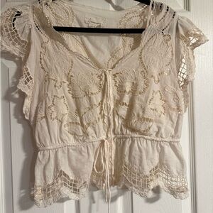Anthropologie Cream Lace Blouse